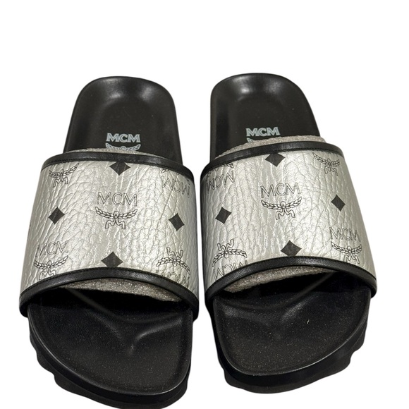 MCM Shoes - MCM Black and Silver Logo Slide Sandals ~ Size 10 ~ Worn Once